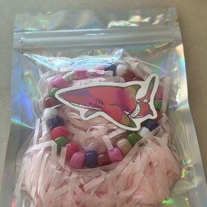 Dragon fruit shark bracelet with matching stickers